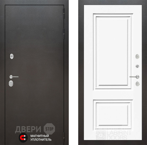 Входная металлическая Дверь Лабиринт (LABIRINT) Silver 26 Белый (RAL-9003) в Голицыно