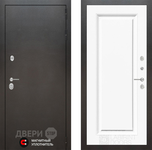 Входная металлическая Дверь Лабиринт (LABIRINT) Silver 27 Белый (RAL-9003) в Голицыно
