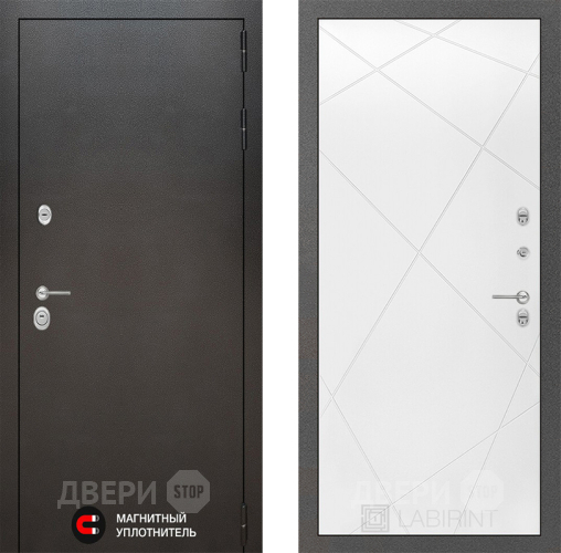Входная металлическая Дверь Лабиринт (LABIRINT) Silver 24 Белый софт в Голицыно
