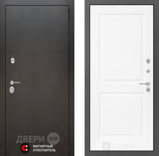 Входная металлическая Дверь Лабиринт (LABIRINT) Silver 11 Белый софт в Голицыно