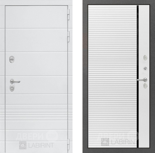 Входная металлическая Дверь Лабиринт (LABIRINT) Трендо 22 Белый софт в Голицыно