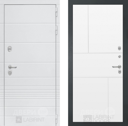 Входная металлическая Дверь Лабиринт (LABIRINT) Трендо 21 Белый софт в Голицыно