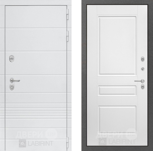 Входная металлическая Дверь Лабиринт (LABIRINT) Трендо 03 Белый софт в Голицыно