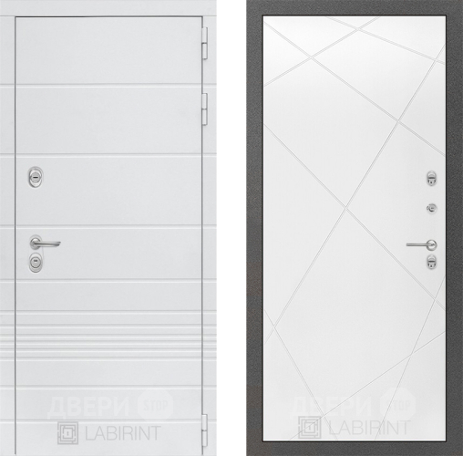 Входная металлическая Дверь Лабиринт (LABIRINT) Трендо 24 Белый софт в Голицыно