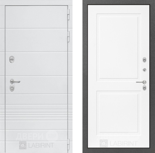Входная металлическая Дверь Лабиринт (LABIRINT) Трендо 11 Белый софт в Голицыно