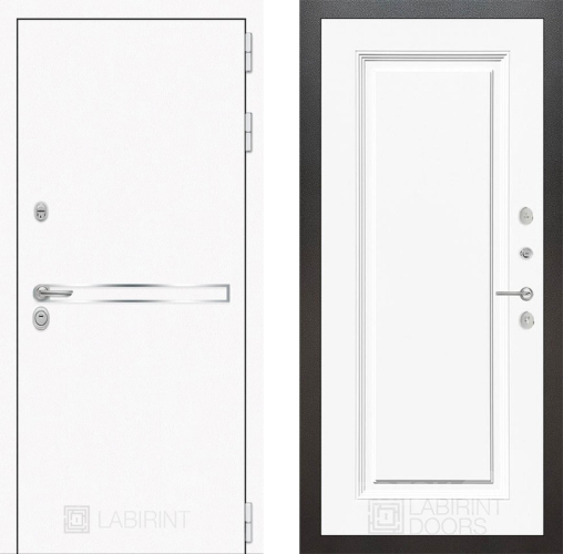 Входная металлическая Дверь Лабиринт (LABIRINT) Лайн White 27 Белый (RAL-9003) в Голицыно