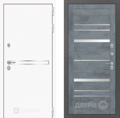 Входная металлическая Дверь Лабиринт (LABIRINT) Лайн White 20 Бетон темный в Голицыно