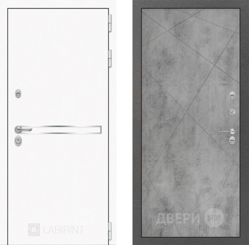Входная металлическая Дверь Лабиринт (LABIRINT) Лайн White 24 Бетон светлый в Голицыно