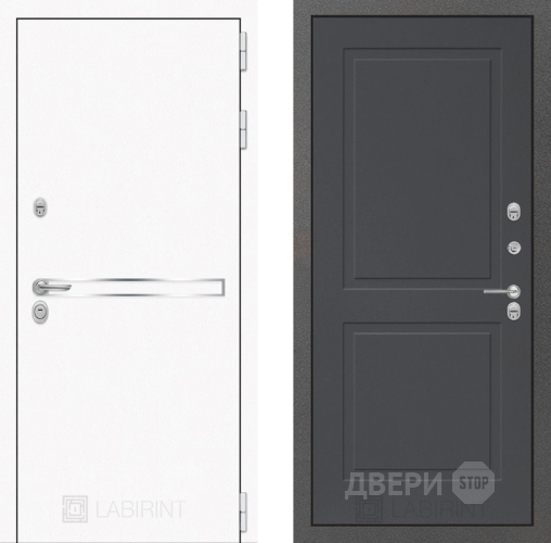 Входная металлическая Дверь Лабиринт (LABIRINT) Лайн White 11 Графит софт в Голицыно