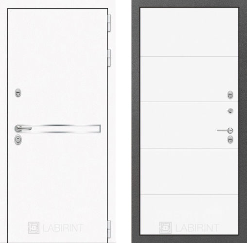 Входная металлическая Дверь Лабиринт (LABIRINT) Лайн White 13 Белый софт в Голицыно