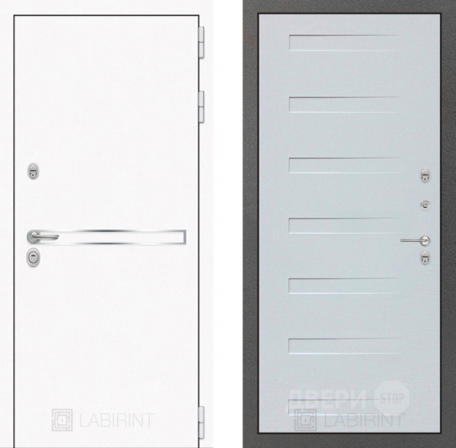 Входная металлическая Дверь Лабиринт (LABIRINT) Лайн White 14 Дуб кантри белый горизонтальный в Голицыно