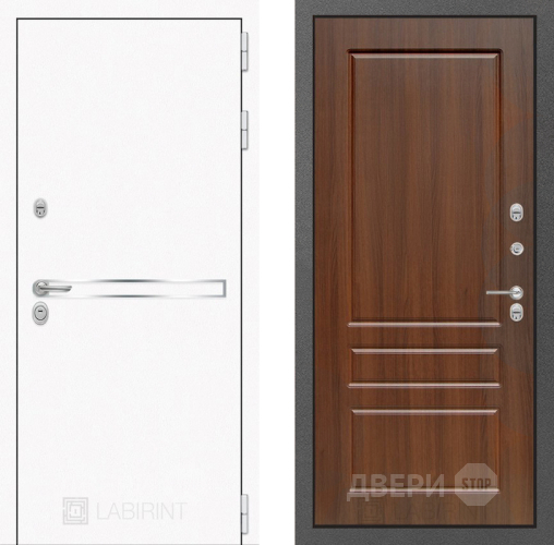 Входная металлическая Дверь Лабиринт (LABIRINT) Лайн White 03 Орех бренди в Голицыно