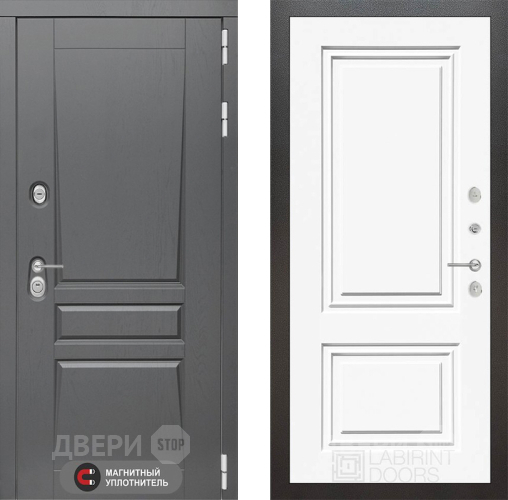 Входная металлическая Дверь Лабиринт (LABIRINT) Платинум 26 Белый (RAL-9003) в Голицыно