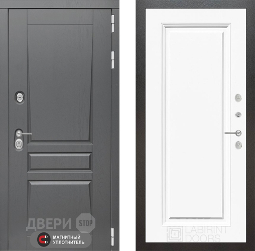 Входная металлическая Дверь Лабиринт (LABIRINT) Платинум 27 Белый (RAL-9003) в Голицыно
