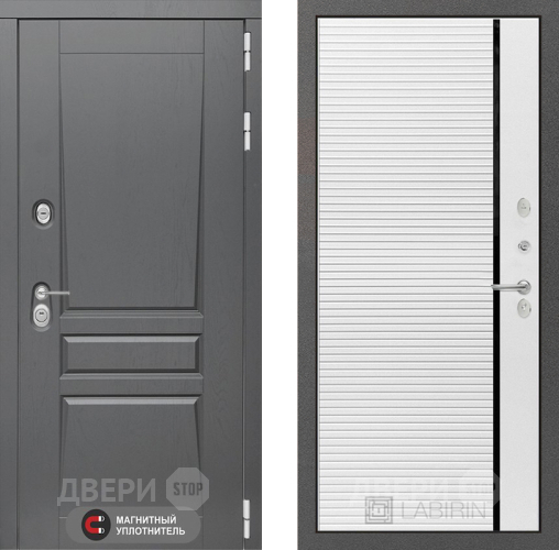 Входная металлическая Дверь Лабиринт (LABIRINT) Платинум 22 Белый софт в Голицыно