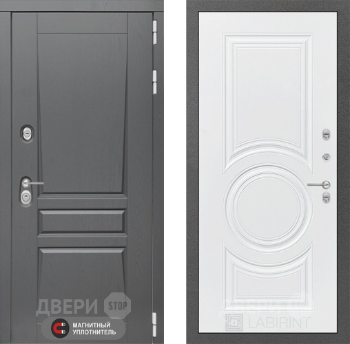 Входная металлическая Дверь Лабиринт (LABIRINT) Платинум 23 Белый софт в Голицыно