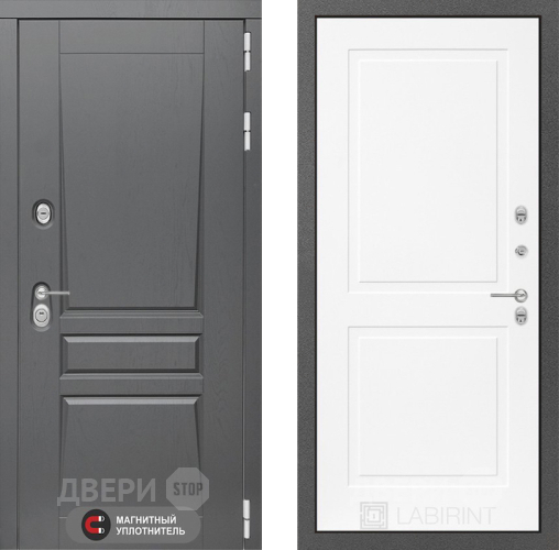 Входная металлическая Дверь Лабиринт (LABIRINT) Платинум 11 Белый софт в Голицыно