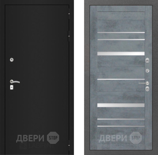 Дверь Лабиринт (LABIRINT) Classic шагрень черная 20 Бетон темный в Голицыно
