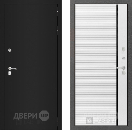 Входная металлическая Дверь Лабиринт (LABIRINT) Classic шагрень черная 22 Белый софт в Голицыно