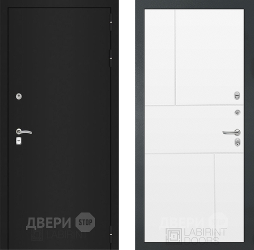 Дверь Лабиринт (LABIRINT) Classic шагрень черная 21 Белый софт в Голицыно