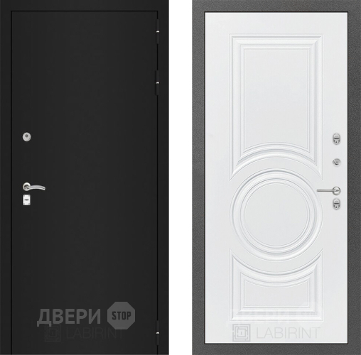Дверь Лабиринт (LABIRINT) Classic шагрень черная 23 Белый софт в Голицыно