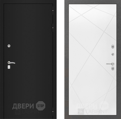Дверь Лабиринт (LABIRINT) Classic шагрень черная 24 Белый софт в Голицыно