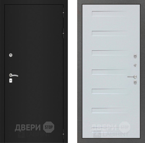 Входная металлическая Дверь Лабиринт (LABIRINT) Classic шагрень черная 14 Дуб кантри белый горизонтальный в Голицыно