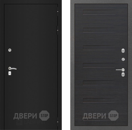Входная металлическая Дверь Лабиринт (LABIRINT) Classic шагрень черная 14 Эковенге поперечный в Голицыно
