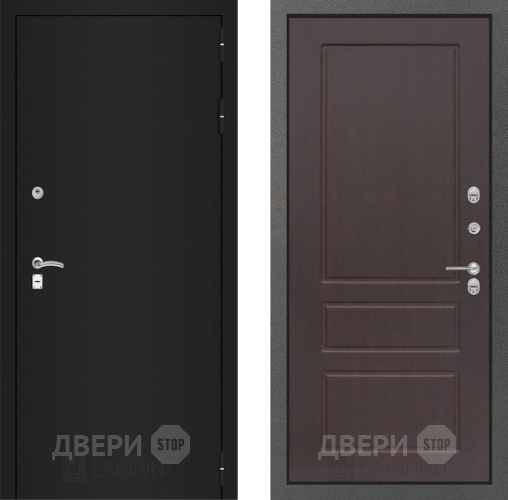 Входная металлическая Дверь Лабиринт (LABIRINT) Classic шагрень черная 03 Орех премиум в Голицыно