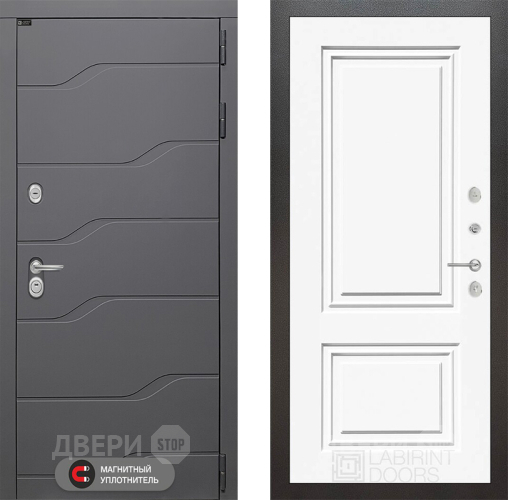 Входная металлическая Дверь Лабиринт (LABIRINT) Ривер 26 Белый (RAL-9003) в Голицыно