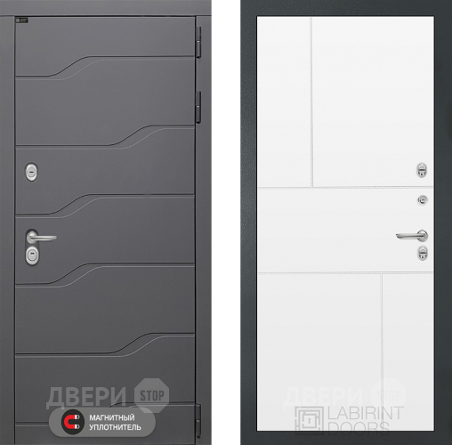 Входная металлическая Дверь Лабиринт (LABIRINT) Ривер 21 Белый софт в Голицыно