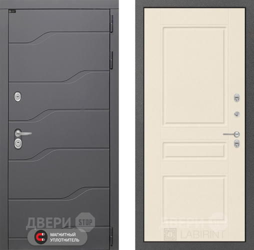 Входная металлическая Дверь Лабиринт (LABIRINT) Ривер 03 Крем софт в Голицыно