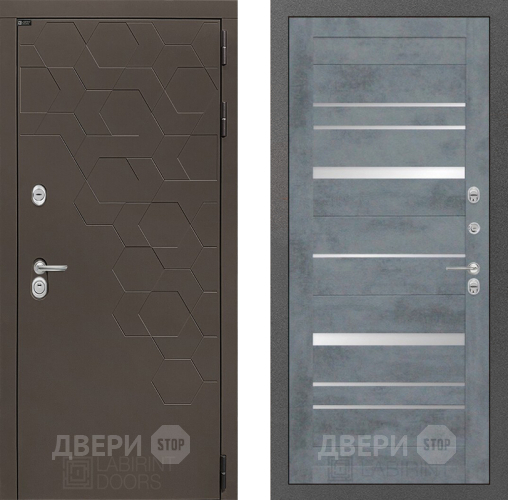 Входная металлическая Дверь Лабиринт (LABIRINT) Смоки 20 Бетон темный в Голицыно