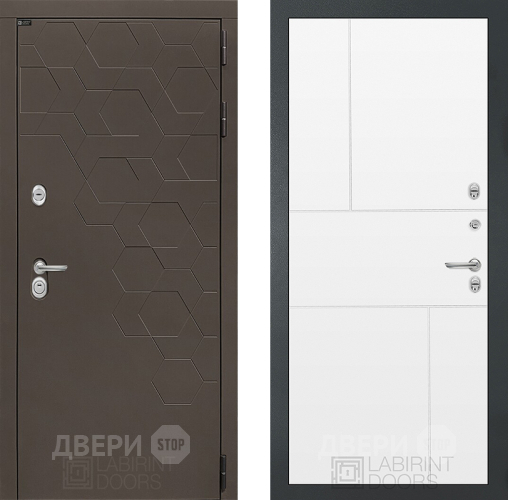 Входная металлическая Дверь Лабиринт (LABIRINT) Смоки 21 Белый софт в Голицыно