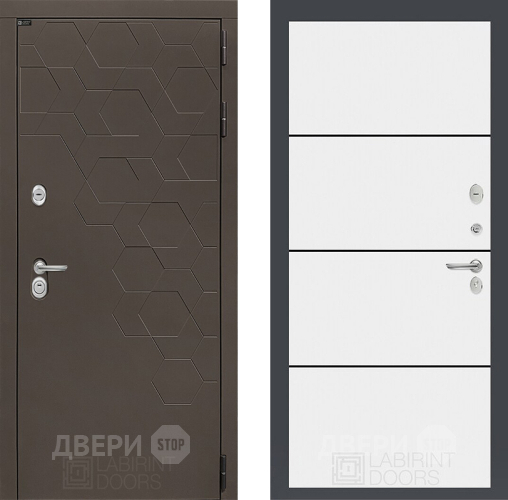 Входная металлическая Дверь Лабиринт (LABIRINT) Смоки 25 Белый софт в Голицыно