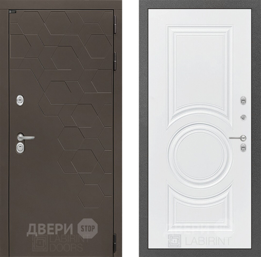 Входная металлическая Дверь Лабиринт (LABIRINT) Смоки 23 Белый софт в Голицыно