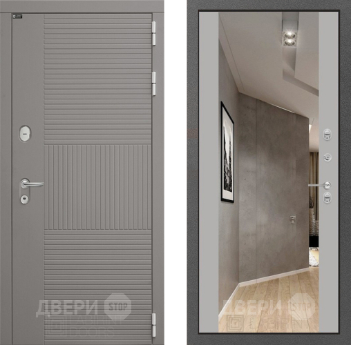 Входная металлическая Дверь Лабиринт (LABIRINT) Формо Зеркало Максимум Грей софт в Голицыно