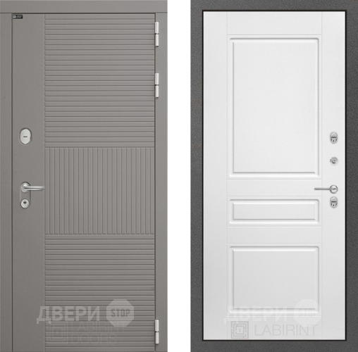 Входная металлическая Дверь Лабиринт (LABIRINT) Формо 03 Белый софт в Голицыно