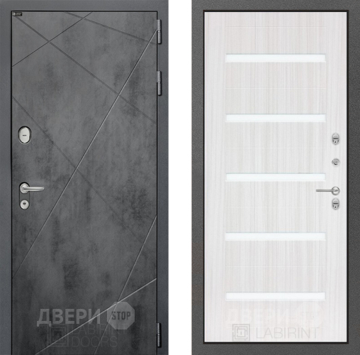 Входная металлическая Дверь Лабиринт (LABIRINT) Лофт 01 Сандал белый в Голицыно