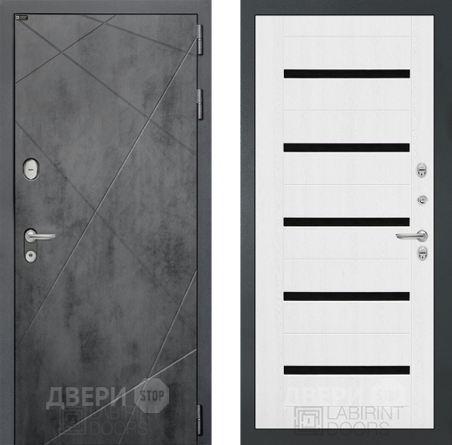 Входная металлическая Дверь Лабиринт (LABIRINT) Лофт 01 Белое дерево в Голицыно