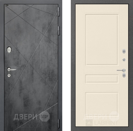Входная металлическая Дверь Лабиринт (LABIRINT) Лофт 03 Крем софт в Голицыно