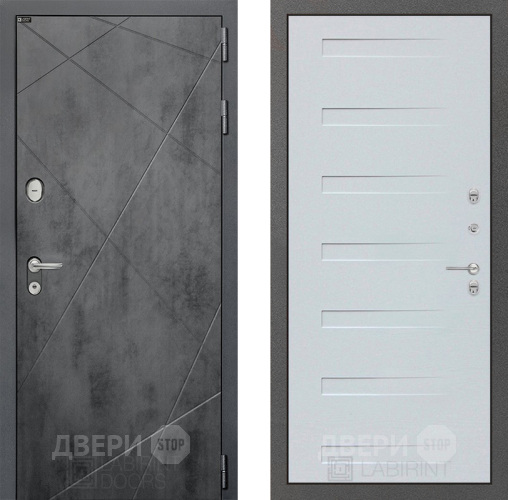 Входная металлическая Дверь Лабиринт (LABIRINT) Лофт 14 Дуб кантри белый горизонтальный в Голицыно