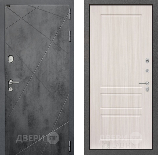Входная металлическая Дверь Лабиринт (LABIRINT) Лофт 03 Сандал белый в Голицыно