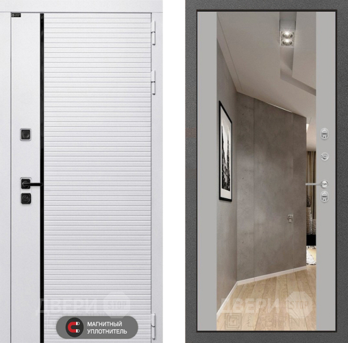 Входная металлическая Дверь Лабиринт (LABIRINT) Royal Зеркало Максимум Грей софт в Голицыно