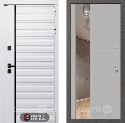 Входная металлическая Дверь Лабиринт (LABIRINT) Royal Зеркало 19 Грей софт в Голицыно