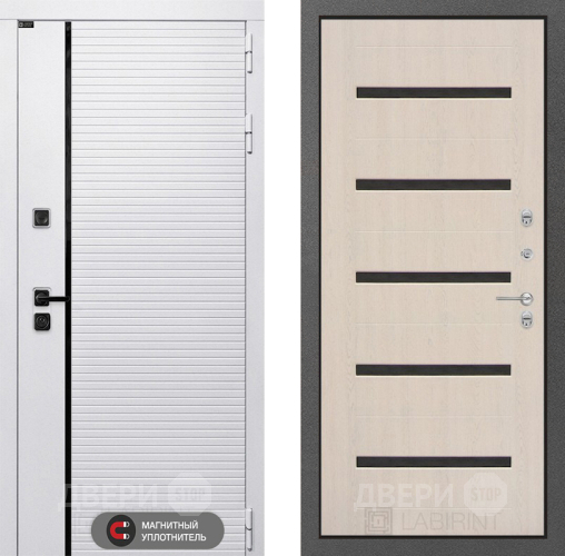 Входная металлическая Дверь Лабиринт (LABIRINT) Royal 01 Беленый дуб в Голицыно