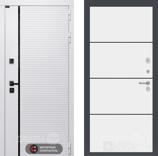 Входная металлическая Дверь Лабиринт (LABIRINT) Royal 25 Белый софт в Голицыно