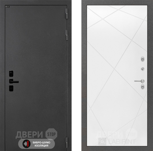 Входная металлическая Дверь Лабиринт (LABIRINT) Acustic 24 Белый софт в Голицыно