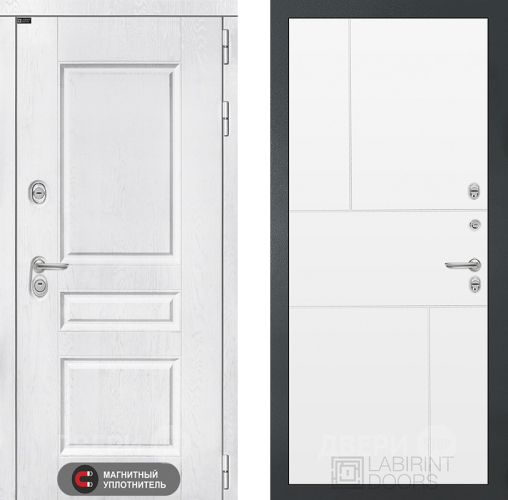 Входная металлическая Дверь Лабиринт (LABIRINT) Versal 21 Белый софт в Голицыно