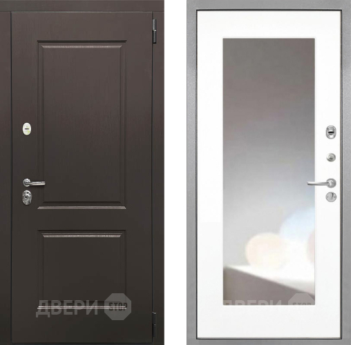 Входная металлическая Дверь Интекрон (INTECRON) Кампо ФЛЗ-120-М Зеркало Белый матовый в Голицыно